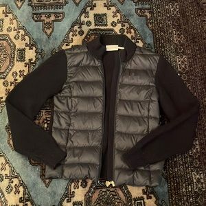 Moncler navy down cardigan jacket xs